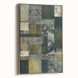 Framed abstract wall art featuring elegant gold strokes on a textured canvas, showcasing a modern design that adds sophistication to any interior decor.