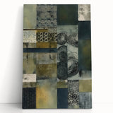 Abstract wall art featuring colorful strokes in vibrant shades of blue, orange, and yellow, printed on a stretched canvas, leaning against a neutral wall. This contemporary artwork adds a modern touch to home decor.