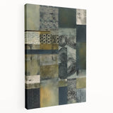 Abstract strokes in vibrant colors create a modern wall art piece on stretched canvas, showcased from a side view, perfect for contemporary decor.