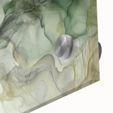 Close-up of abstract strokes wall art design featuring vibrant colors on acrylic glass, showcasing fluid patterns and textures, ideal for modern decor.