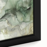 Close-up of a framed abstract strokes wall art on canvas, showcasing vibrant blue, orange, and gold colors with textured brush strokes, perfect for modern home decor.