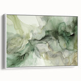 Abstract wall art featuring bold strokes in shades of blue, yellow, and white, elegantly framed for modern decor. Perfect for enhancing living spaces with contemporary style.