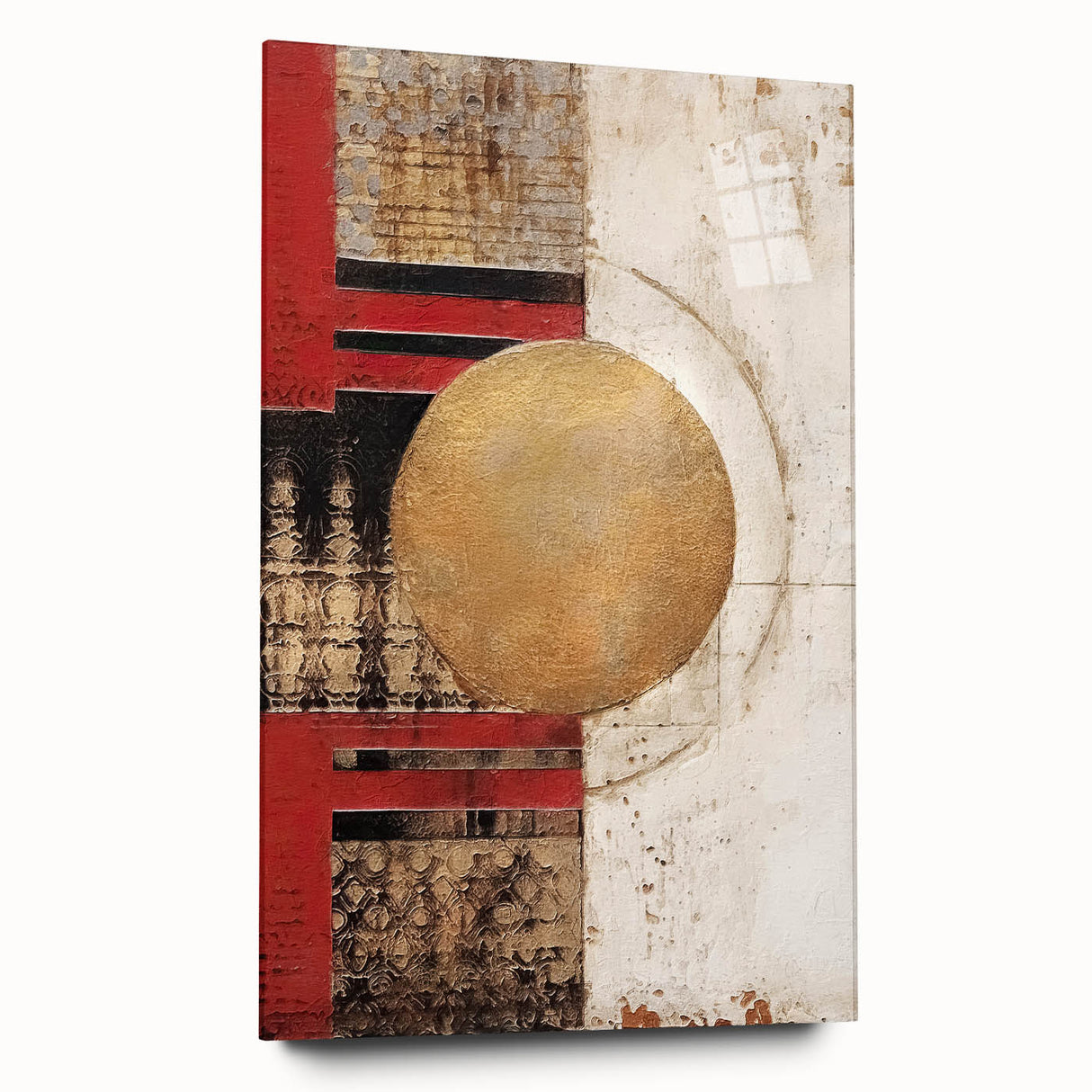 Abstract wall art featuring vibrant strokes in bold colors, displayed in a sleek acrylic frame, showcasing a modern design perfect for contemporary decor.