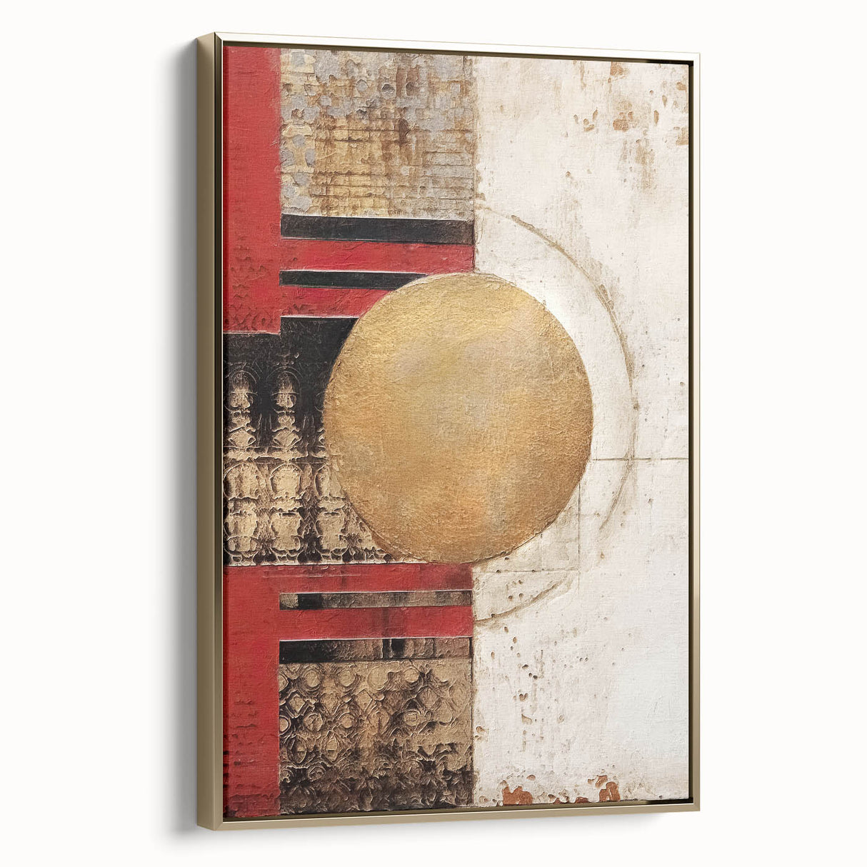 Framed wall art featuring abstract strokes in gold and black, showcasing a modern design that adds elegance to any room decor. Ideal for contemporary art enthusiasts.