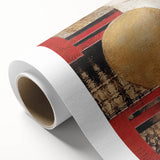 Abstract wall art featuring vibrant strokes in shades of blue, orange, and yellow on rolled canvas, ideal for modern home decor. Perfect for art enthusiasts seeking unique wall accents.