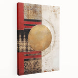 Stretched canvas wall art displaying an abstract design with vibrant strokes in shades of blue, orange, and yellow, perfect for modern home decor.