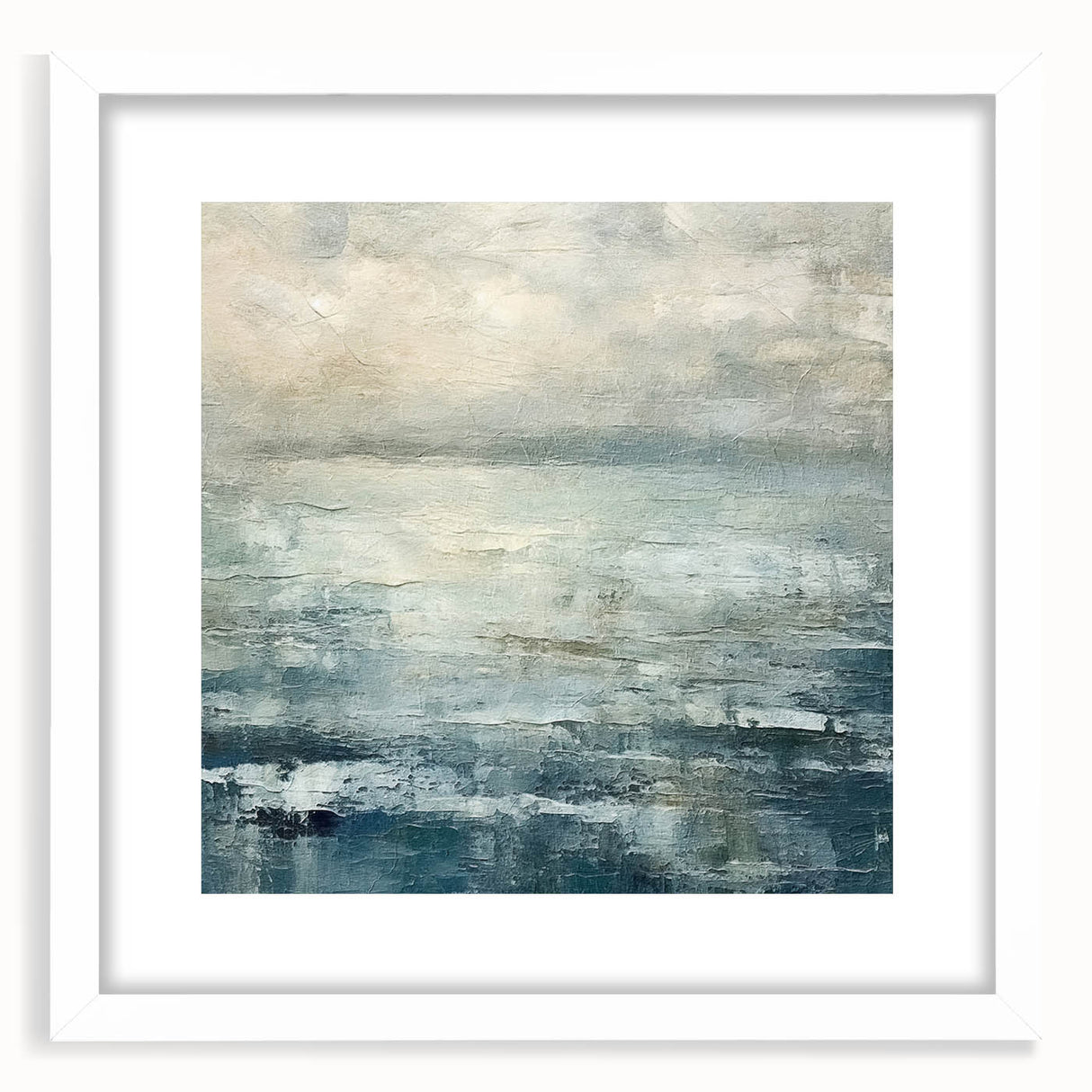 Abstract wall art featuring colorful strokes in a modern design, framed with a white mat for an elegant presentation, perfect for contemporary home decor.