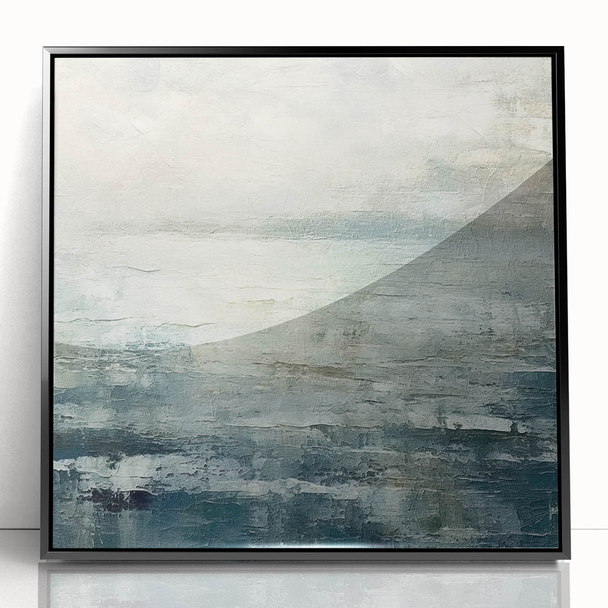 Abstract wall art featuring dynamic black strokes on a white background, framed in sleek black acrylic, perfect for modern home decor.
