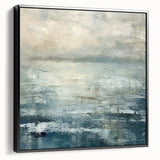 Framed canvas wall art showcasing an abstract design with bold black strokes on a textured background, perfect for modern home decor.