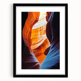Black-framed landscape art print featuring a serene cave scene, presented with a white mat for an elegant finish, perfect for home decor and wall display.