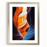 Framed silver landscape artwork featuring intricate cave designs and a mat border, perfect for home decor, enhancing modern and rustic interiors.