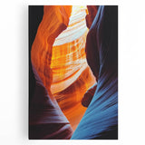 Stretched canvas artwork showcasing a stunning landscape with intricate cave formations, featuring vibrant colors and textured details, ideal for home decor.