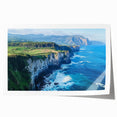 Stunning rolled print of dramatic cliffs and landscapes, showcasing vibrant colors and intricate details, perfect for home decor or art enthusiasts.