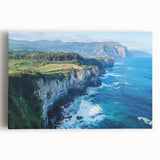 Stretched canvas artwork depicting dramatic cliffs and vibrant landscapes, showcasing rich colors and textures, perfect for modern home decor and art enthusiasts.