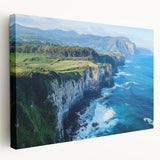 Stretched canvas artwork depicting a breathtaking side view of cliffs, showcasing vibrant colors and intricate details, perfect for enhancing home decor.