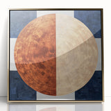 Modern Abstract Bedroom Wall Art - Navy Blue and Brown Canvas Print