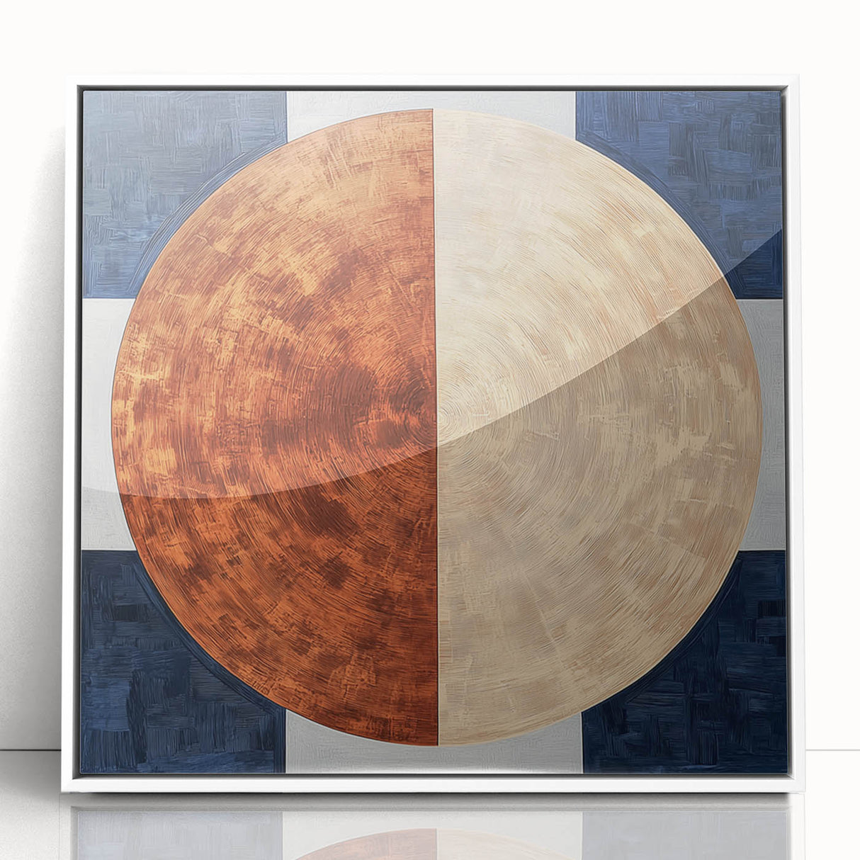 Modern Abstract Bedroom Wall Art - Navy Blue and Brown Canvas Print