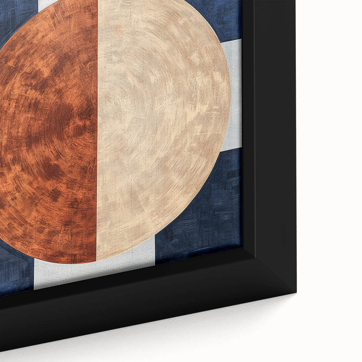 Modern Abstract Bedroom Wall Art - Navy Blue and Brown Canvas Print