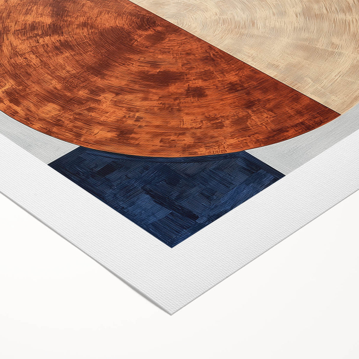 Modern Abstract Bedroom Wall Art - Navy Blue and Brown Canvas Print