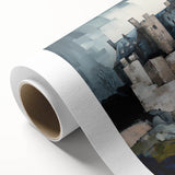 Abstract architecture wall art on rolled canvas, showcasing geometric shapes and vibrant colors, ideal for modern decor. Packaged securely in a protective tube.