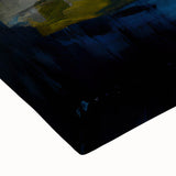 Close-up of abstract architecture wall art on stretched canvas, showcasing intricate geometric patterns in vibrant colors, perfect for modern home decor.