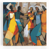 Abstract figurative wall art on stretched canvas, showcasing vibrant colors and dynamic shapes. Perfect for modern home decor, adding a contemporary touch to any room.