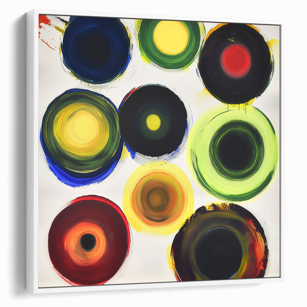 Framed abstract geometric canvas art in white, showcasing a modern design with sharp lines and angles, perfect for contemporary home decor.