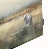 Close-up of an abstract landscape wall art design, showcasing vibrant colors and fluid shapes on acrylic glass, perfect for modern home decor.