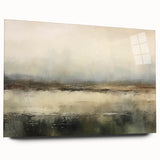 Abstract landscape wall art displayed in a sleek acrylic frame, showcasing vibrant colors and fluid shapes, perfect for modern home decor or gallery settings.