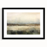 Abstract landscape wall art framed in black with a mat, showcasing vibrant colors and intricate patterns, perfect for modern home decor.