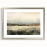 Abstract landscape wall art featuring a silver frame and mat, showcasing vibrant colors and modern design, perfect for enhancing contemporary home decor.