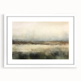 Abstract landscape wall art framed in white with matting, showcasing vibrant colors and dynamic shapes, ideal for modern home decor in living spaces or offices.