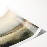 Abstract landscape wall art print showcasing vibrant colors and fluid shapes, rolled and secured in a protective cardboard tube, ideal for modern home decor.