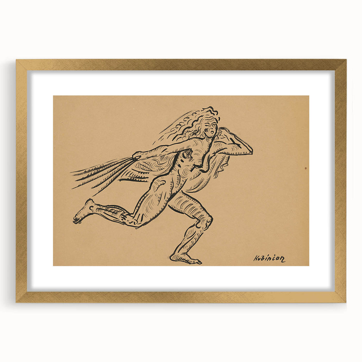 Expressionist Art: Female Figure (Wind) by Weisz-Kubínčan Print