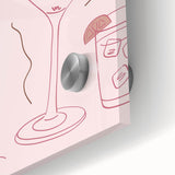 Large abstract wall art in acrylic glass featuring mid-century modernist shapes in vibrant, earthy tones.