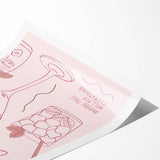 Extra large rolled print of line art flowers in black and white, ideal for large living room wall art.