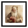 Christmas Framed Art - Santa with Red Gift Holiday Wall Decoration