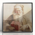 Christmas Framed Art - Santa with Red Gift Holiday Wall Decoration