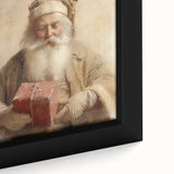 Christmas Framed Art - Santa with Red Gift Holiday Wall Decoration