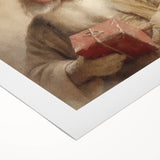 Christmas Framed Art - Santa with Red Gift Holiday Wall Decoration