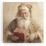 Christmas Framed Art - Santa with Red Gift Holiday Wall Decoration