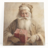 Christmas Framed Art - Santa with Red Gift Holiday Wall Decoration