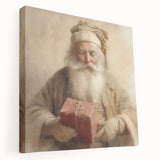 Christmas Framed Art - Santa with Red Gift Holiday Wall Decoration