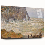 Impressionist Seascape - Monet's Stormy Sea in Étretat, Framed Print