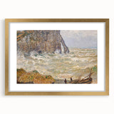 Impressionist Seascape - Monet's Stormy Sea in Étretat, Framed Print