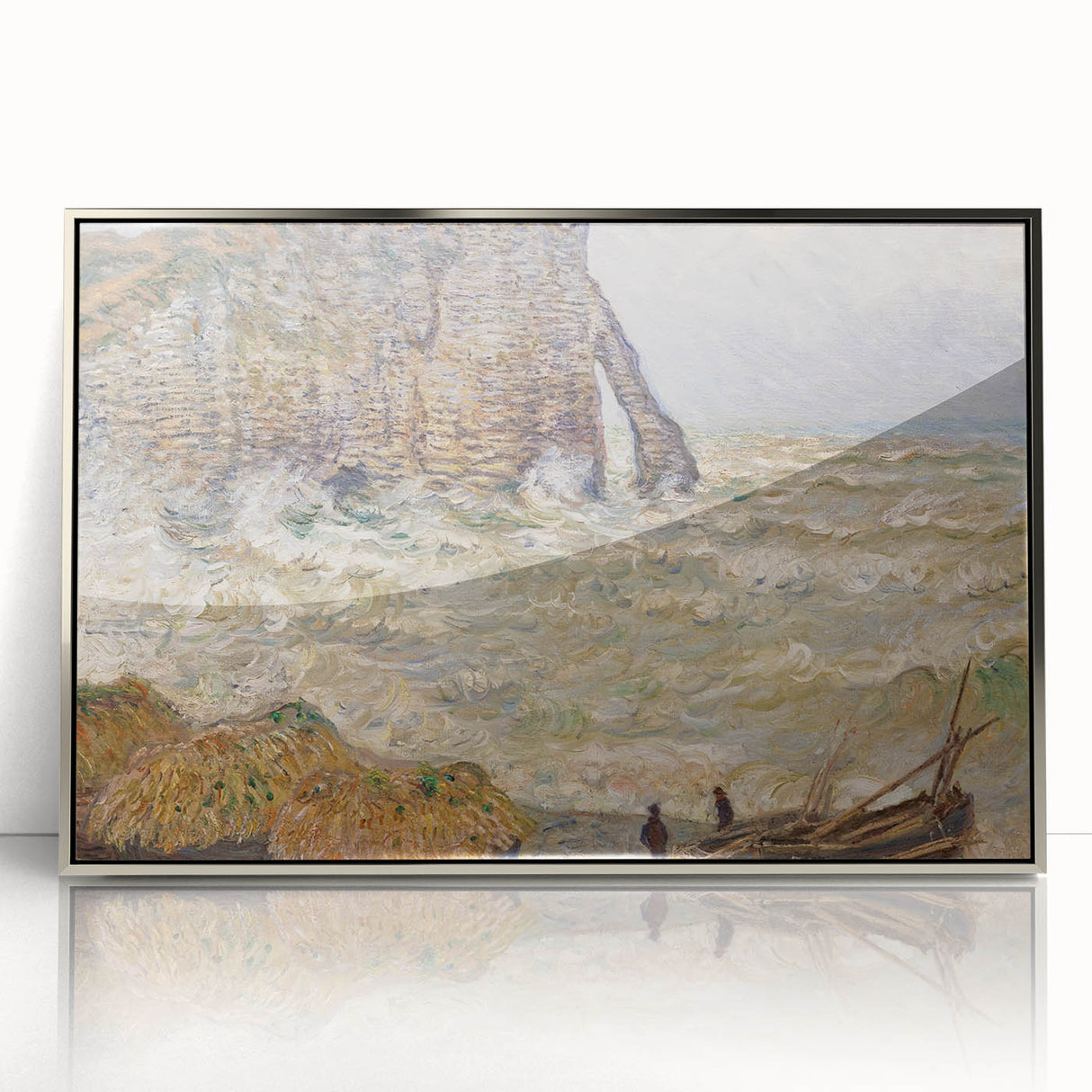 Impressionist Seascape - Monet's Stormy Sea in Étretat, Framed Print