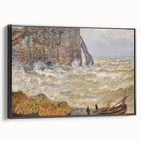 Impressionist Seascape - Monet's Stormy Sea in Étretat, Framed Print