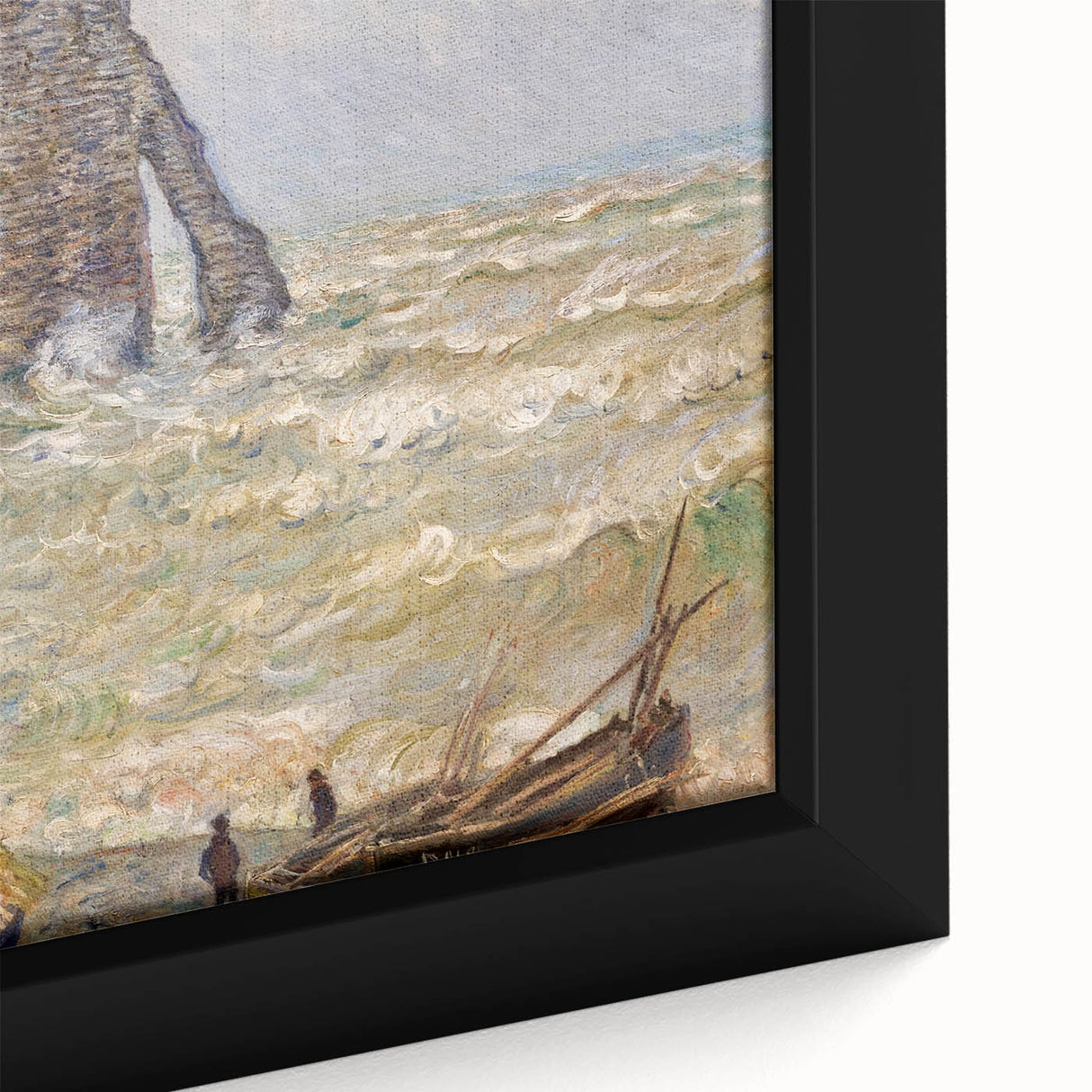 Impressionist Seascape - Monet's Stormy Sea in Étretat, Framed Print