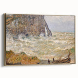 Impressionist Seascape - Monet's Stormy Sea in Étretat, Framed Print