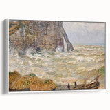 Impressionist Seascape - Monet's Stormy Sea in Étretat, Framed Print